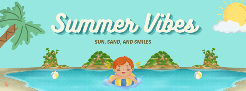 Blue Illustrative Summer Season Facebook Cover